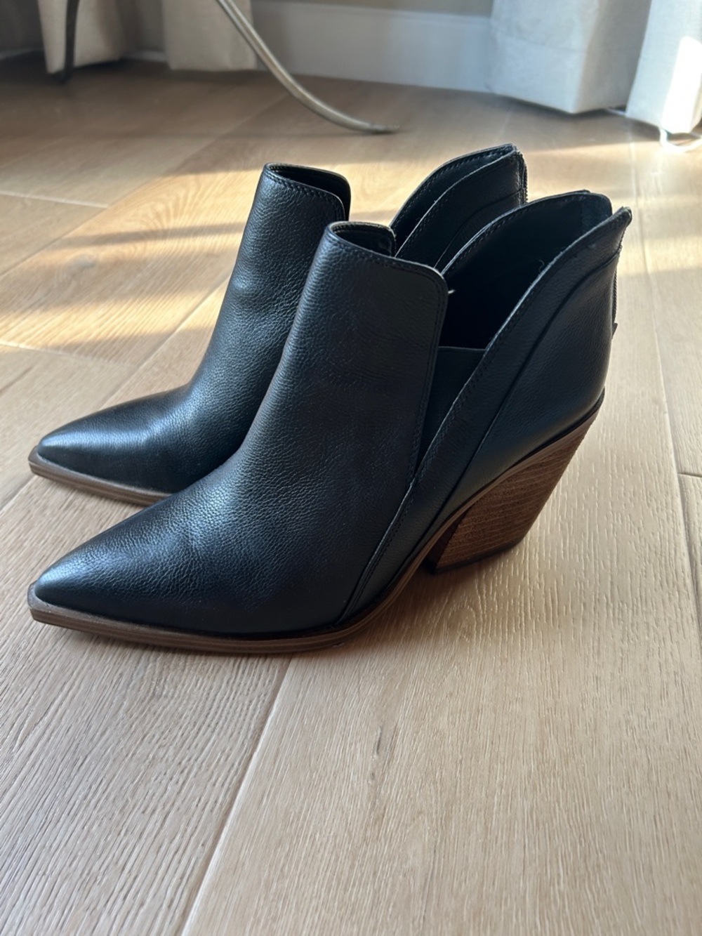 Vince Camuto Black Pointed Leather Booties